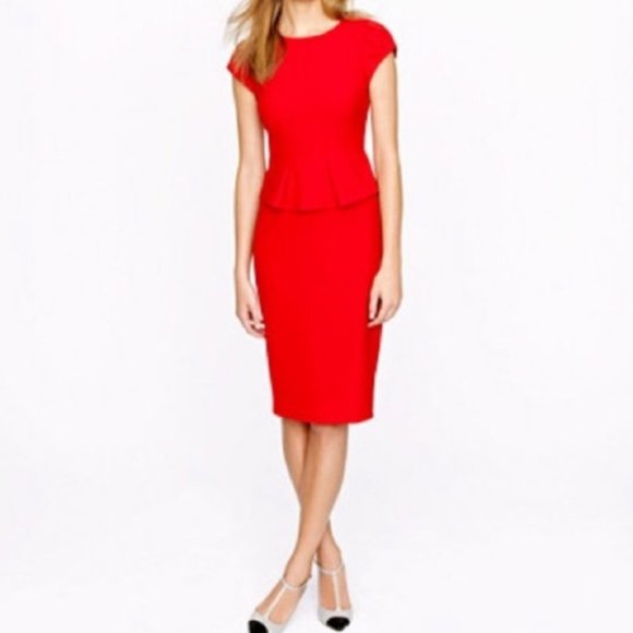 J. Crew Red Peplum Dress - Picture 1 of 14